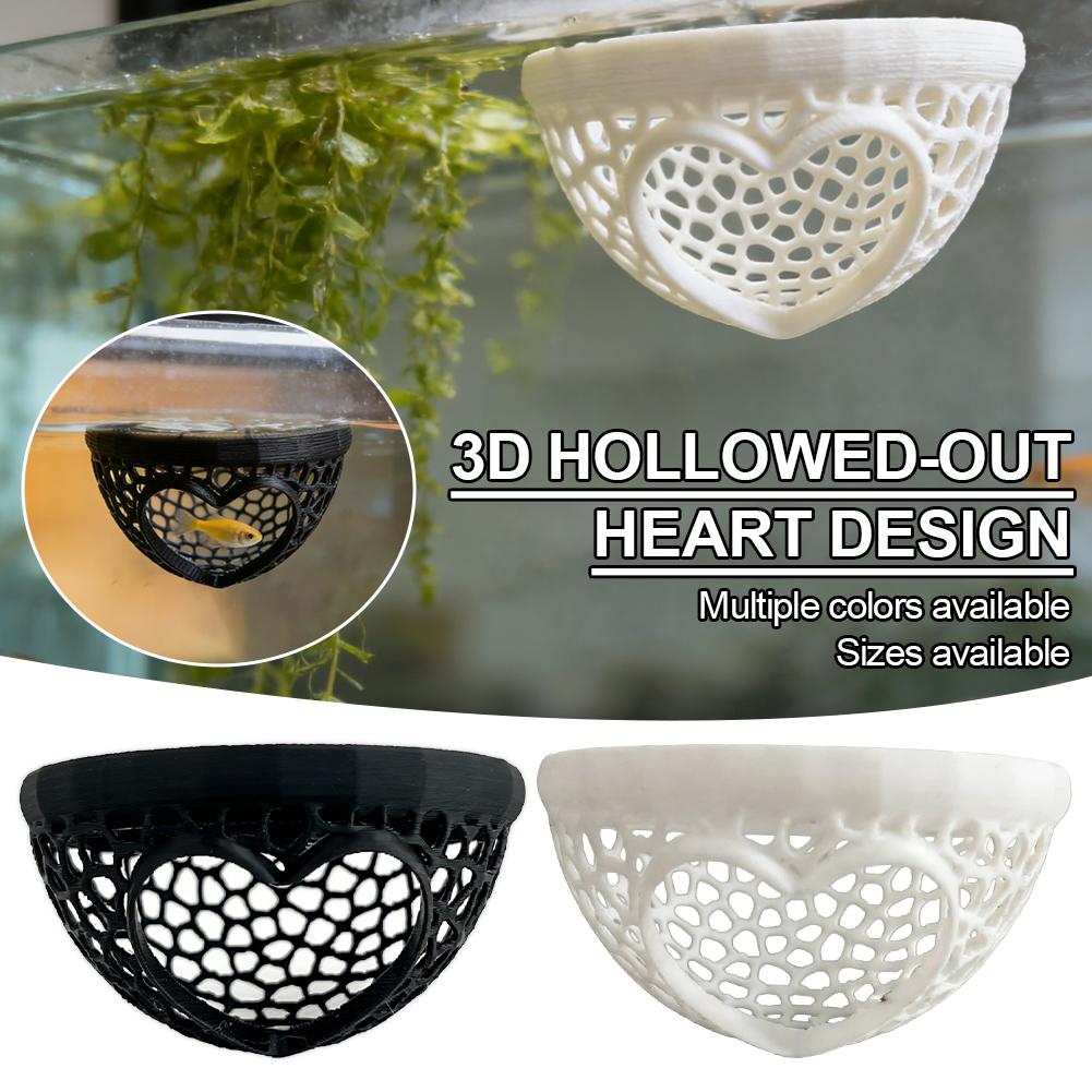 Planted Aquarium Without Fish - Heart-Shaped Aquarium Hideaway Cave, 3D Hollowed-Out