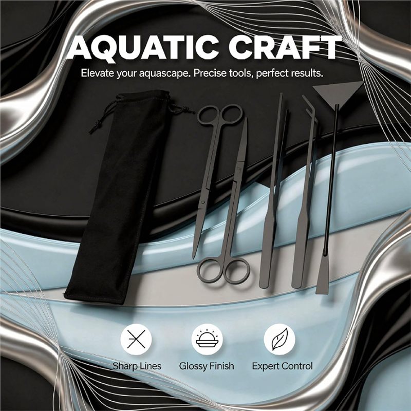 TFORU-Long Black Stainless Ste - Planted Aquarium Tool Kit ulasan dan harga