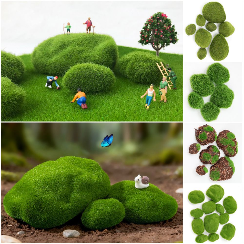 2/4/6/10PCS Green Artificial M - Planted Aquarium With Rocks ulasan dan harga