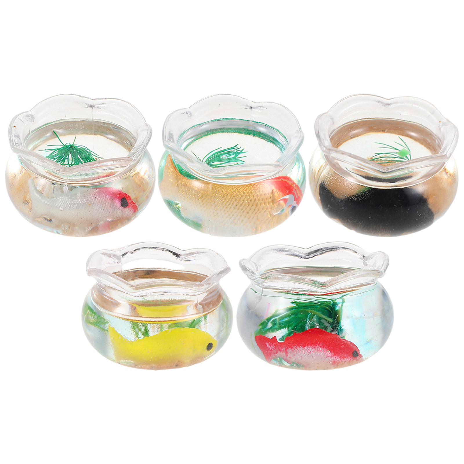 5Pcs Mini Fish Bowl Small Roun - Aquarium Planted Plants ulasan dan harga